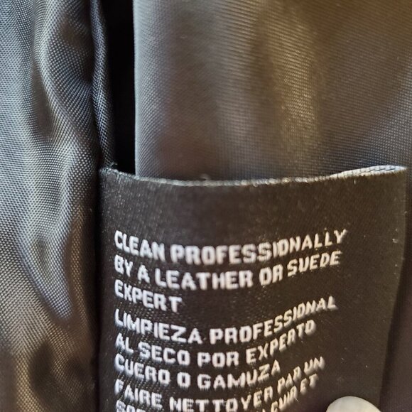 NINE WEST SZ L Soft Black Leather Zip-front Classic Tailored Jacket - Picture 9 of 10